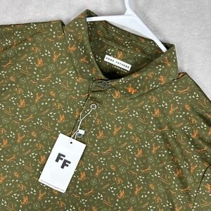 NWT Fore Fathers Golf Polo Shirt LG Green All Over Print Stretch Performance